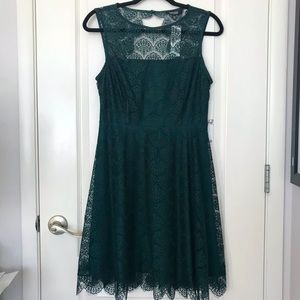 Kensie Shara Dark Green Lace Dress